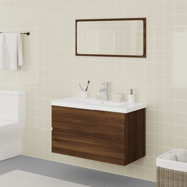 vidaXL Badmöbel-Set Braun Eichen-Optik Holzwerkstoff, 3120350
