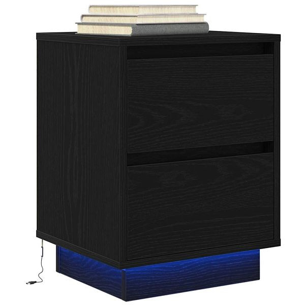 vidaXL Nachttisch mit LED-Leuchten Schwarz 38x34x50 cm, 861285
