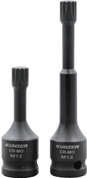 Kunzer Schlagschraubereinsätze 1/2", 2-teilig Vielzahn M12, 72 mm Vielzahn M12, 117 mm, 7SSVZ02