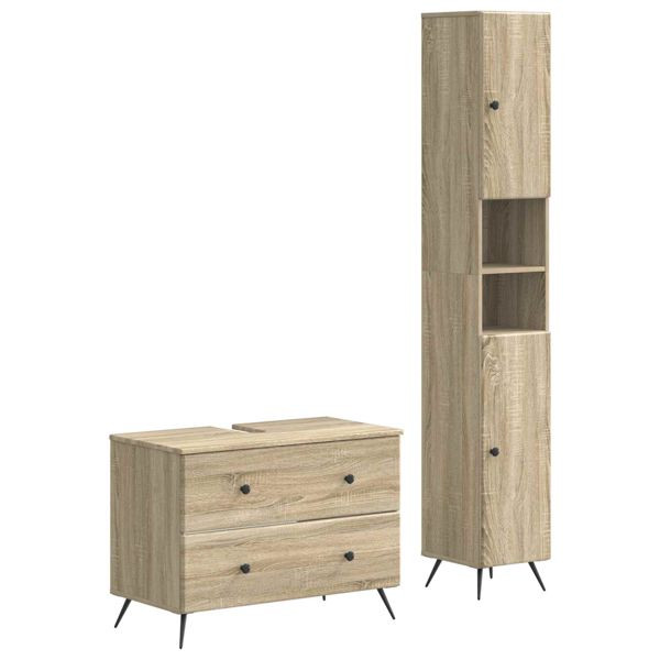 vidaXL 2-teiliges Badezimmer Schrank Set BREDA Sonoma-Eiche, 3417560