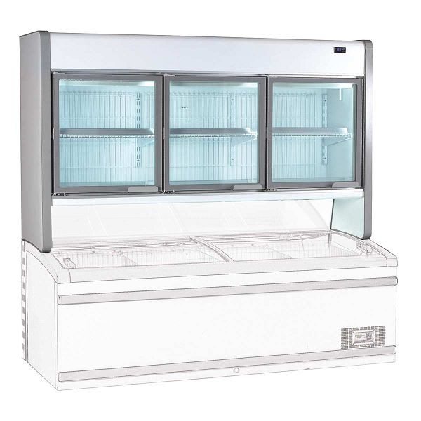 Vaiotec TOPLINE Tiefkühltruhenaufsatz 900 mit Glastüren, Weiß, LED, Breite: 2200 mm, 11649