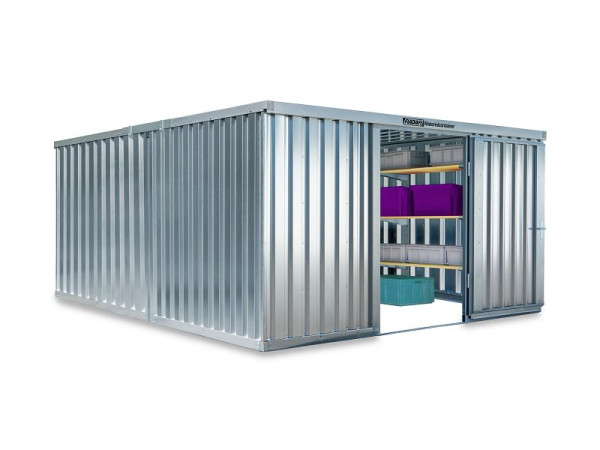 FLADAFI Materialcontainer-Kombination MC 1440, vormontiert, ohne Boden, 4.050 x 4.340 x 2.115 mm, Einflügeltür auf der 4 m Seite, F14430101-F1441