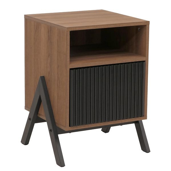 Mendler Nachttisch HWC-O40, Kommode Beistelltisch Nachtschrank Schrank, Schublade MDF Metall Melamin 59x40x40cm, natur, 139152