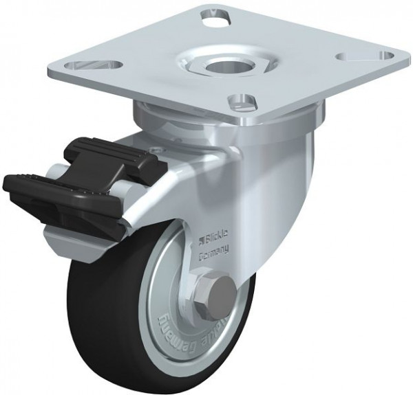 Blickle LPA-PATH 50K-FI-FK Apparate-Lenkrolle mit Anschraubplatte & Feststeller, Thermoplastisches Polyurethan, Grau, 757087