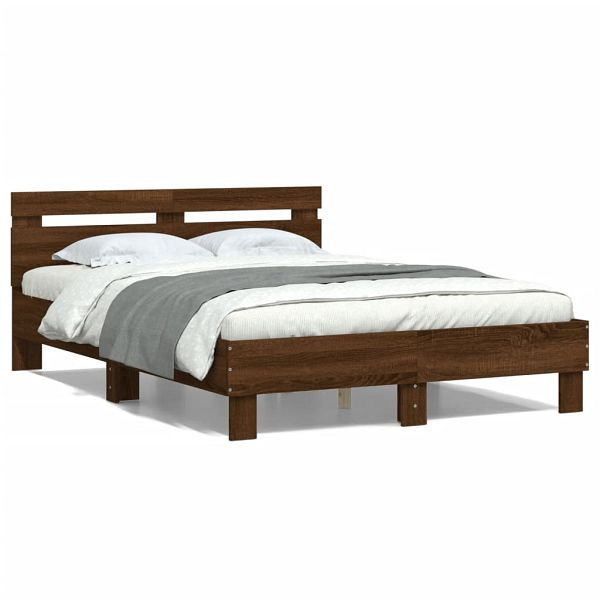 vidaXL Bettgestell mit Kopfteil Braun Eichen-Optik 120x200 cm, 3207433