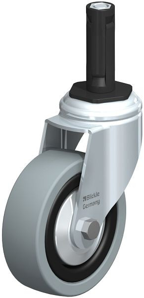 Blickle LKRA-VPA 101K-11-FA-ER12 Apparate-Lenkrolle mit Expander, Vollgummi, Grau, 848228