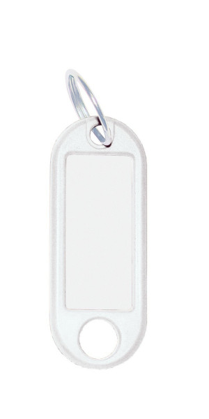Eichner Schlüsselanhänger aus Kunststoff mit Ring 18 mm, inkl. Beschriftungsetikett, Farbe: Weiß, VE: 1 Pack à 100 Stück, 9219-01383-070