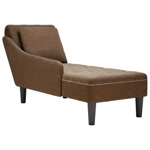 vidaXL Chaiselongue mit Kissen und Rechter Armlehne Braun Kunstleder, 4009780
