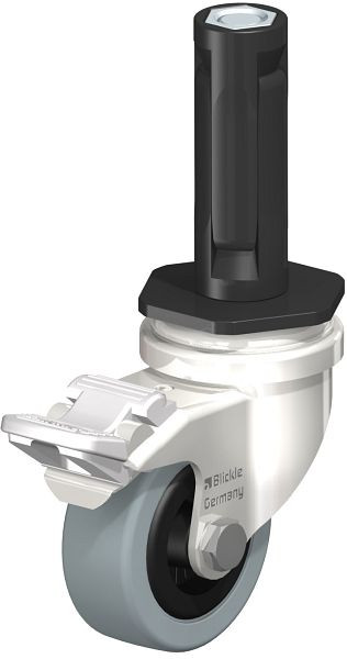 Blickle LRXA-VPA 50G-FI-EXR02 Edelstahl-Apparate-Lenkrolle mit Expander & Feststeller, Vollgummi, Grau, 856408
