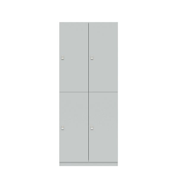 Bisley Lodge Pren, 2 Abteilen mit je 2 Schließfächern übereinander mit jeweils einer Kleiderstange, H1970 x B800 x T500 mm, 053 steingrau, PNL08192L053
