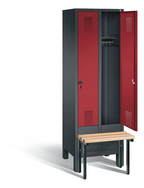 C+P Garderobenschrank Evolo, H1850xB610xT815mm, Farbe: Schwarzgrau / Rubinrot, 48030-20 S10131