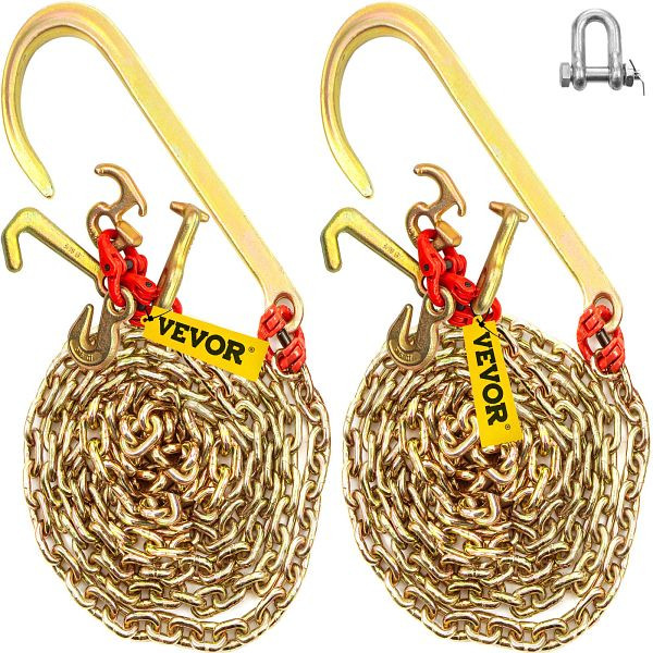 VEVOR 5/16"x10' lange J-Haken-Abschleppkette mit 15" großen J-Haken und 2 RTJ-Haken, SZGLRTJ51610FT001V0