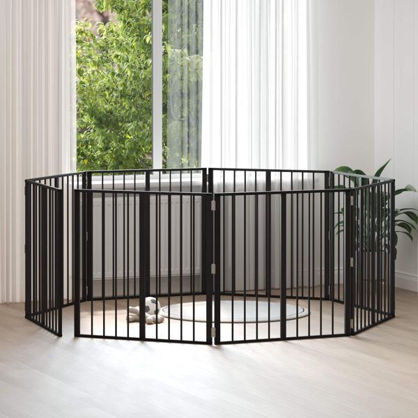 vidaXL Hundetor 8-teilig Schwarz 80 x 80 cm Verzinkter Stahl, 892008