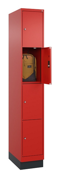C+P Schließfachschrank Evolo PLUS, mit Sockel, 4 Fächer, 1950x300x500mm, 3020/30, 049020-104 S10025