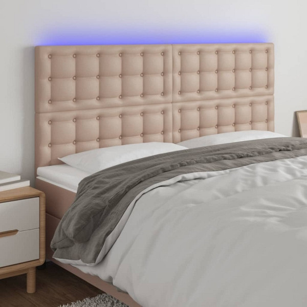 vidaXL LED Kopfteil Cappuccino-Braun 180x5x118/128cm Kunstleder, 3122531