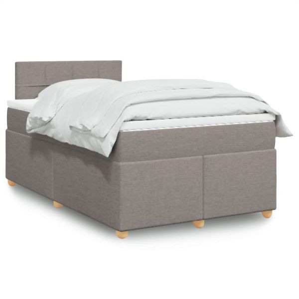 vidaXL Boxspringbett mit Matratze Taupe 120x190 cm Stoff, 3286623