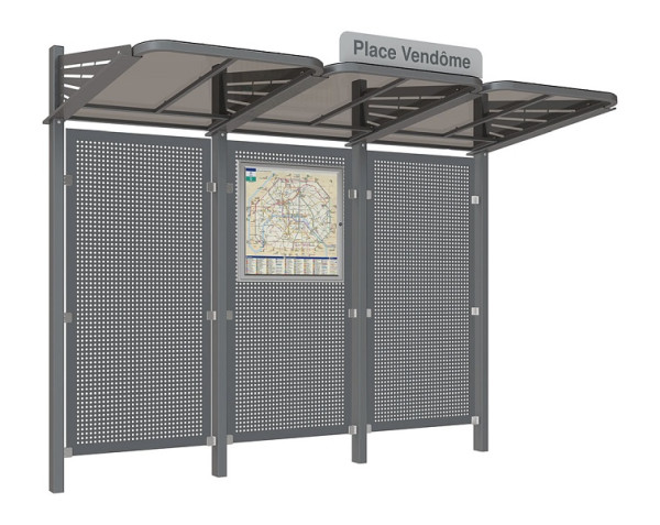 Procity Wartehalle Convi® Mit Blechrückwand - Ohne Seitenverkleidungen, Farbe Procity grau, 529435.GPRO