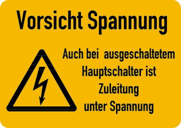 Schilder Klar Maschinenkennzeichnung Zuleitung unter Spannung, 52x37 mm, Rolle á 500 Stück, Folie selbstklebend, 7512/91