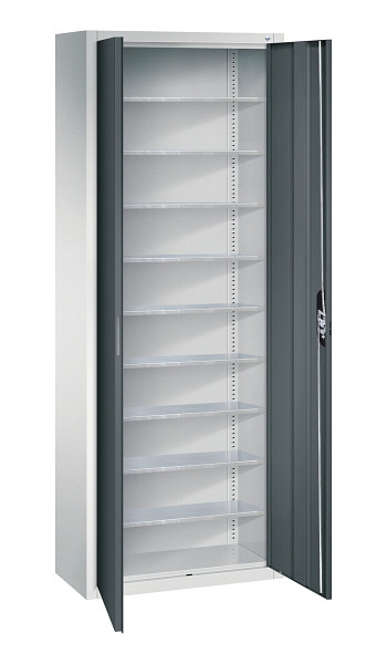 C+P Magazinschrank Serie 13, H1980xB700xT300mm, 7035/7016, Einlegeböden 9, 133113-20 S10322
