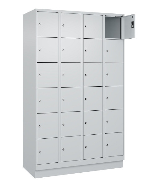 C+P Schließfachschrank Evolo PLUS, mit Sockel, 24 Fächer, 1950x1200x500mm, 7035/7035 Lichtgrau, 049020-406 S10013