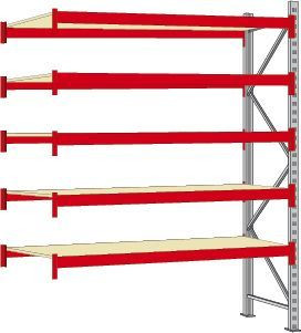 Regalwerk WILLY-Weitspannregal - 700 - Holz - Anbaufeld HxBxT 3000x2700x1000mm mit 5 Fachebenen Holzeinlage, B7-60128-100