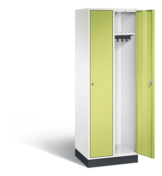 C+P Garderobenschrank Intro, H1950xB620xT490mm, Farbe: Verkehrsweiß / Viridingrün, 8170-201 S10068