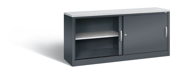 C+P Sideboard mit Schiebetüren Acurado, H720xB1600xT400mm, Farbe: Anthrazitgrau, Bügelgriff, 2 OH, 5724-00 S10411