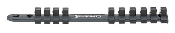 STAHLWILLE Steckschlüsselleiste 10 Halteklammern, Länge 255 mm, Antirebsvierkant außen 3/8", 80450003