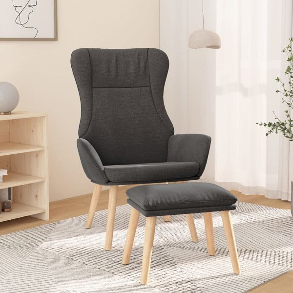 vidaXL Relaxsessel mit Hocker Dunkelgrau Stoff, 3097883