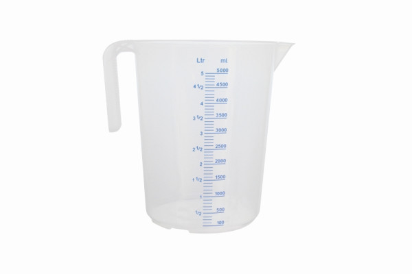 Schneider Messbecher, 5,0 l, geprägte Skala, blaue Schrift, offener Griff, 206015