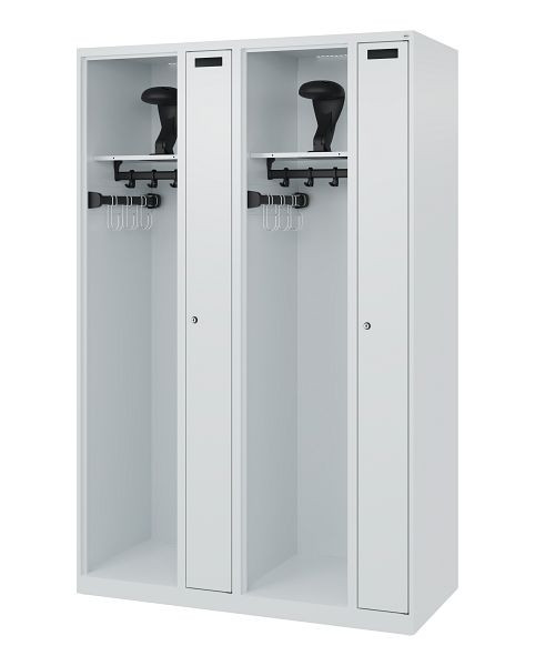 C+P Feuerwehrspind Evolo, Modell KOMBI, 4 Abteile, H1850xB1200xT500 mm, Lichtgrau, Helmhalter, 0494015-24 S10003