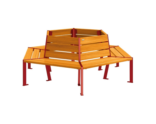Procity Baum-Rundbank Silaos, Stahl Und Holz, Innendurchmesser 1000 mm, helle Eiche/RAL 3004, 209648.3004.CHEC
