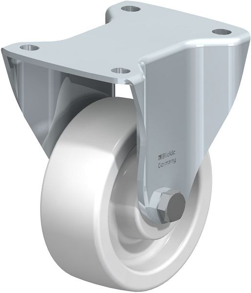 Blickle BH-SPO 127G Stahlblech-Bockrolle, Schwerlast-Ausführung, mit Anschraubplatte, Polyamid, Weiß, 585190
