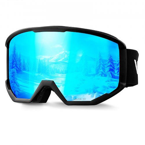 VEVOR Skibrille, zylindrische Linse, eisblaue Revo-Beschichtung, OTG-Antibeschlag, TPU-Rahmen, für Ski, Snowboard, Radfahren, HXJYKHSBDCXJS6WSG001V0