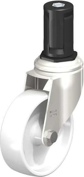 Blickle LKRXA-PO 101G-11-EXR15 Edelstahl-Apparate-Lenkrolle mit Expander, Polyamid, Weiß, 845635