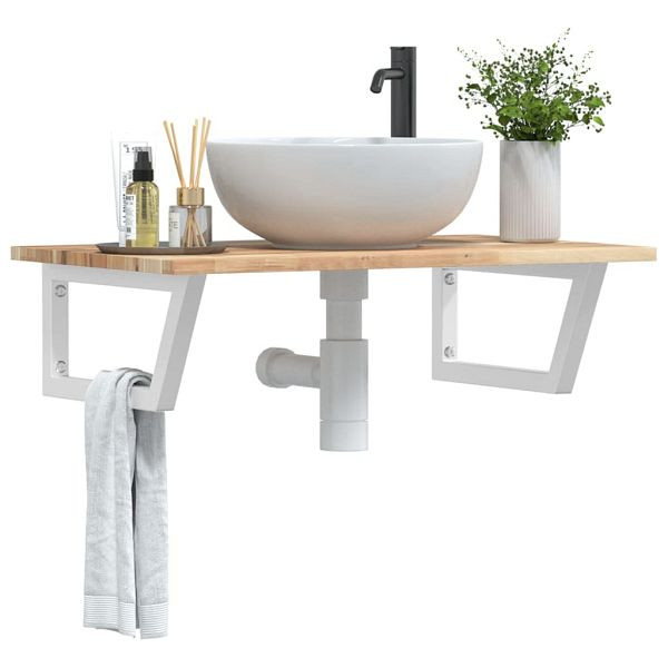 vidaXL Waschbeckenregal Wandmontage Stahl und Akazienholz, 3302786