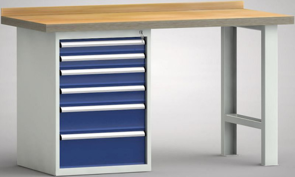 KLW Standard-Werkbank - 1500 x 700 x 840 mm L x T x H, links 2x75EA/2x100EA/150EA/200EA, WS515N-1500M40-E7025