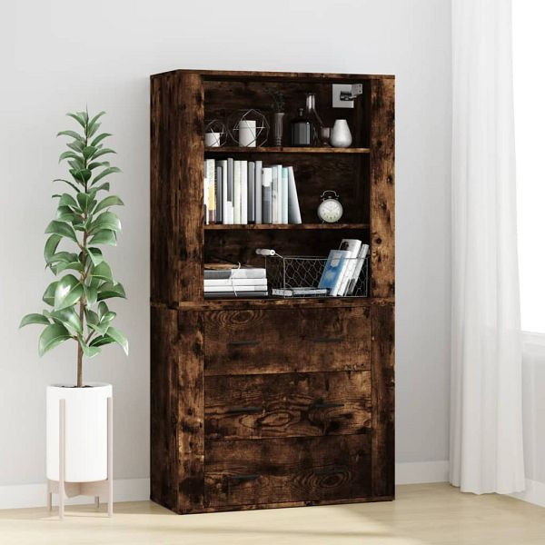 vidaXL Highboard Räuchereiche Holzwerkstoff, Material: Holzwerkstoff, 3185396