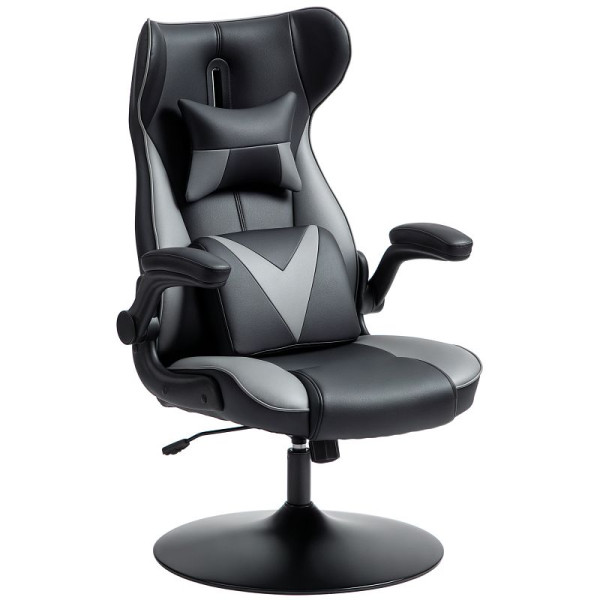 Vinsetto Gaming-Stuhl mit Schaukelfunktion, Drehstuhl, höhenverstellbar, gepolsterter Sitz, Metall, 67 x 71 x 112 cm, Grau, 921-353V00GY