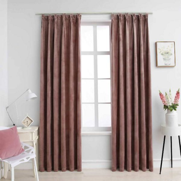 vidaXL Verdunkelungsvorhänge Haken 2 Stück Samt Antik-Rosa 140x245cm, 134526