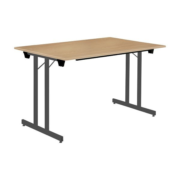 Bisley Klapptisch, rechteckig, Breite 1200 mm, Tiefe 800 mm, 19mm Tischstärke, 334 anthrazitgrau x BC buche, KT1208BC334