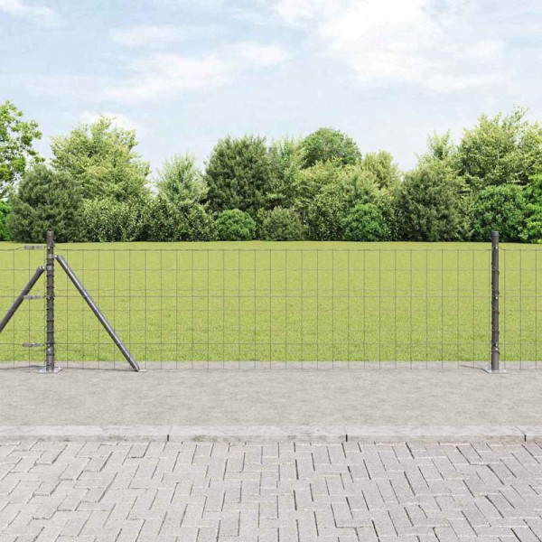 vidaXL Zaun mit Pfosten Grau 0,4 x 10 m Stahl, 3350915