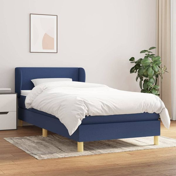 vidaXL Boxspringbett mit Matratze Blau 90x190 cm Stoff, 3126611