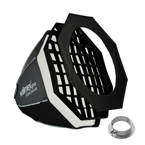 Walimex pro Studio Softbox Octagon 60cm + Softboxadapter für Profoto (Außendurchmesser: 15,2 cm), um 360° drehbar, Maske, 1023477
