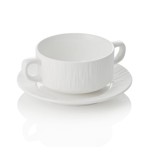 WAS Suppentasse mit Untertasse Set MAYA SHIRO, Ø 10,5 cm, 250 ml, weiß, Porzellan, VE: 4 Stück, 4850410