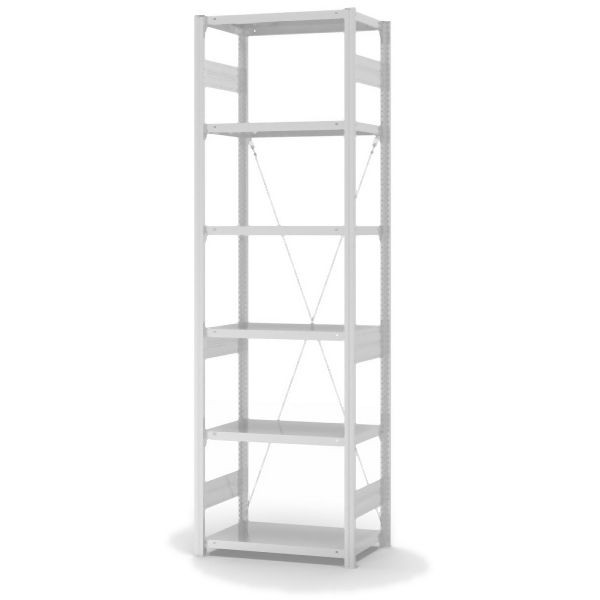 hofe Grundregal, zerlegt, 6 Böden 2500 x 400 x 750 mm, lichtgrau, Fachlast 300kg pro Boden, einseitige Bedienung, HKG25407XS