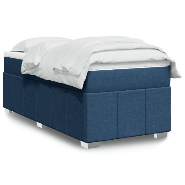 vidaXL Boxspringbett mit Matratze Blau 90x200 cm Stoff, 3285448