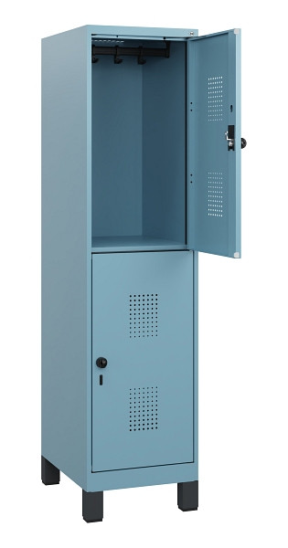 C+P Doppelstöckiger Spind Evolo PLUS, Füße, 2 Fächer, 1630x400x500mm, 0010/0010, Drehriegel, 0493105-12 S10025