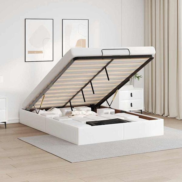 vidaXL Ottoman-Bett ohne Matratze Weiß 140x200 cm Kunstleder, 3310805