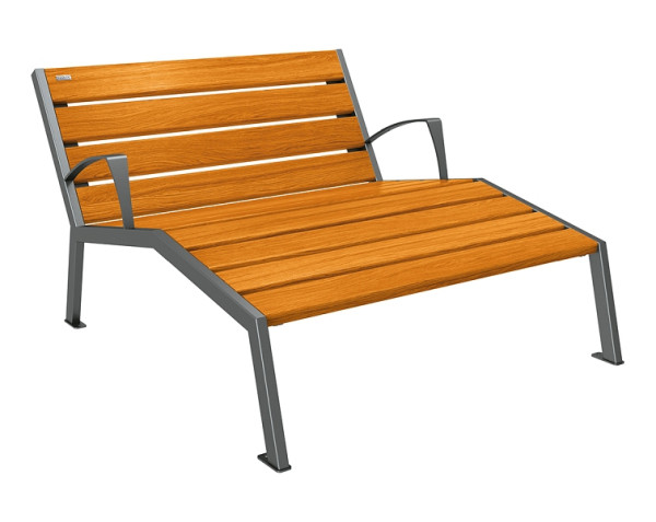 Procity Liegestuhl Silaos 1200 mm, Mit Armlehne, Holz & Stahl, helle Eiche/Procity Grau, 209643.GPRO.CHEC